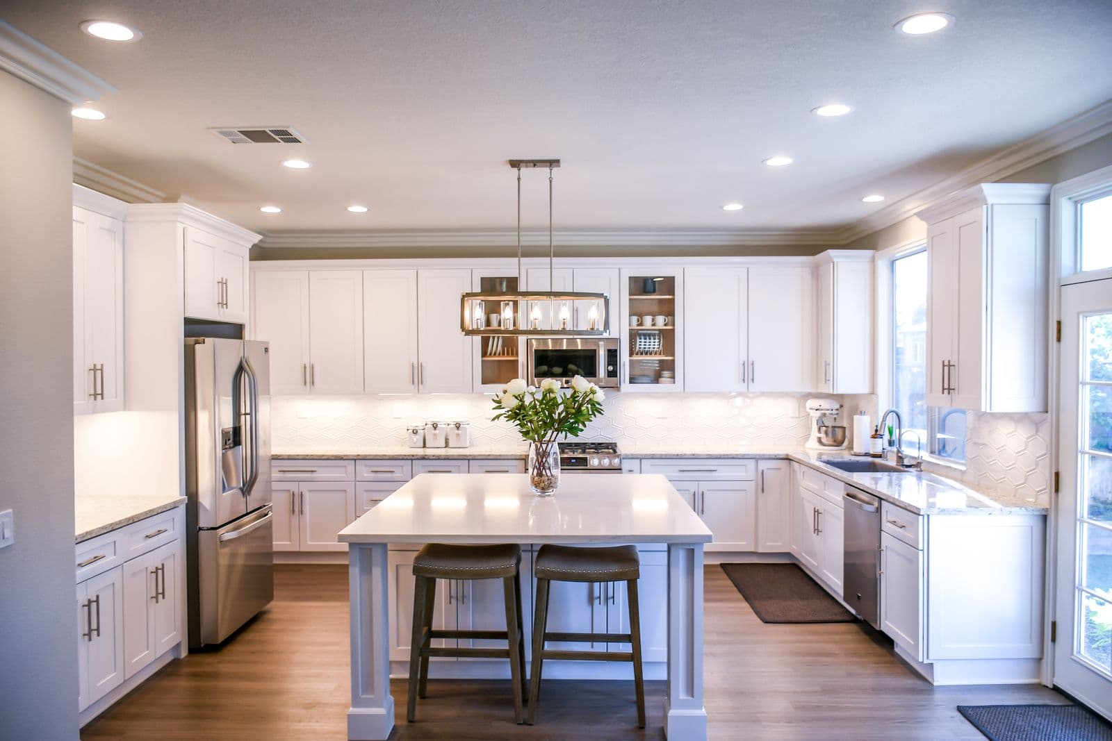 Bright kitchen and dining room after a house cleaning